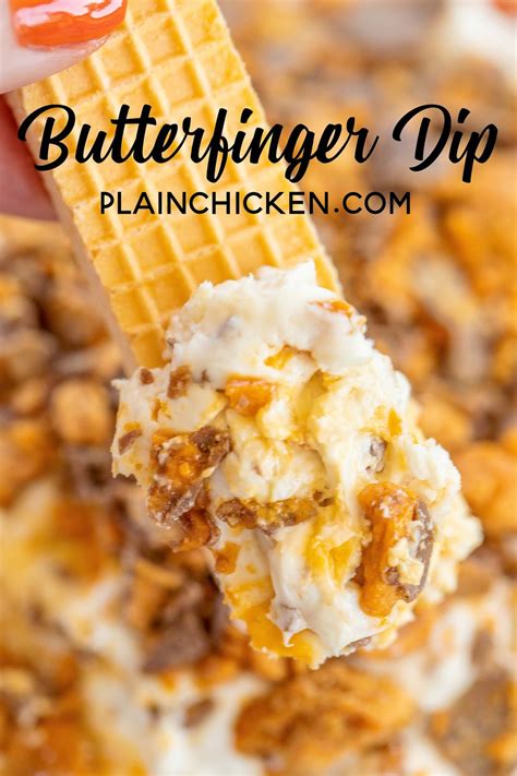 They taste better than the actual butterfinger brand! Butterfinger Dip - Football Friday | Plain Chicken®