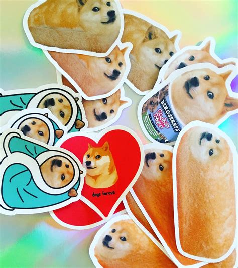 Doge Perro Pan Helado Pegatinas X5 Meme Divertido Internet Etsy