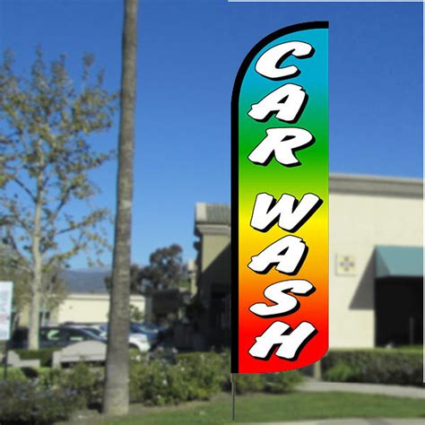 Car Wash Multicolor Windless Style Feather Flag Bundle 14 Or Replac