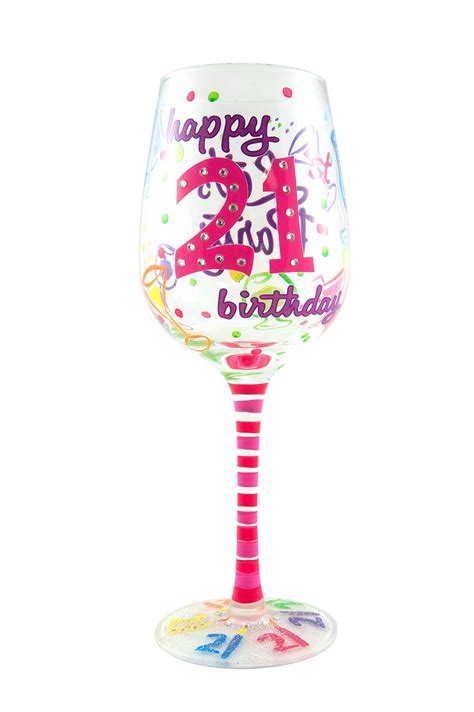 Buy Top Shelf Unique Hand Painted 21st Birthday Wine Glass 15 Fluid Ounce Online At
