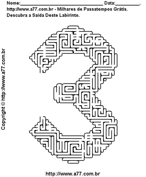 Labirinto Para Imprimir No Formato Do Número 3 Nível Difícil