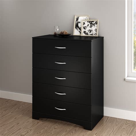 A wide variety of styles, sizes and materials allow you to easily find the perfect dressers & chests for your home. Step One 5-Drawer Chest - Black - Dressers at Hayneedle