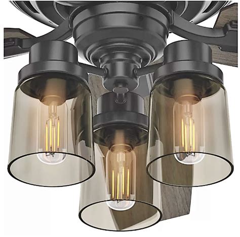 Hunter aker matte black ceiling fan with downlight. Brushed Nickel and Matte Black Hunter 5 Blade Ceiling Fan ...