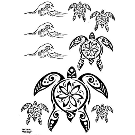 Tatodays Temporary Tattoo Turtles Black Maori Tribal Body Art Sticker