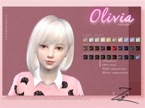 Olivia Hairstyle Child By Zy The Sims Resource Sims 4 Hairs