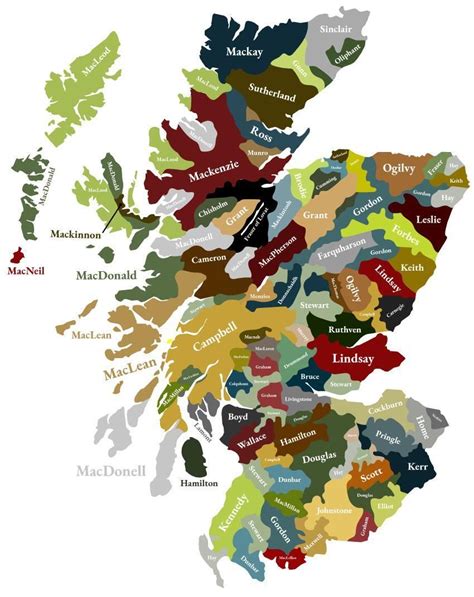 Map Of Scottish Clans And Families Scotland History Scotland Map
