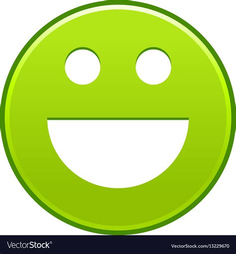 Green Smiling Face Cheerful Smiley Happy Emoticon Vector Image