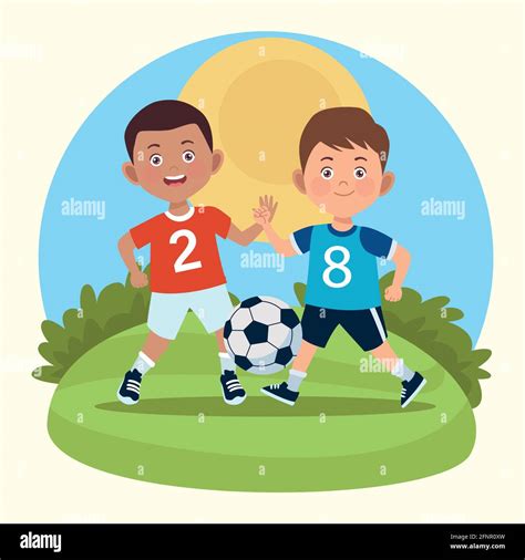 Boys Playing Soccer Stock Vector Image And Art Alamy