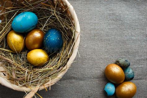 Easter Colored Egg Stock Image Image Of Golden Blue 143869977