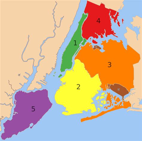 The Five Boroughs Of New York City Manhattan Brooklyn Queens