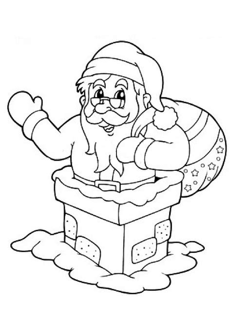 Coloriage Le Père Noël Dans La Cheminée