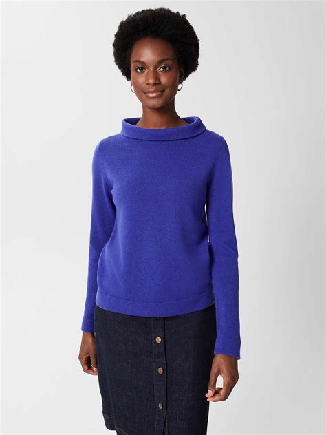 Hobbs Audrey Merino Wool Roll Neck Jumper Rich Cobalt At John Lewis