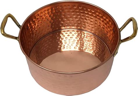Shalinindia Indian Copper Cookware Pot With Brass Handles Kitchen Utensil Hand