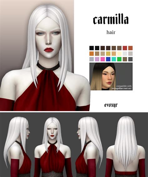 Carmilla Hair Evoxyr En Patreon Sims 4 Mm Cc Sims Four Sims 4 Cc