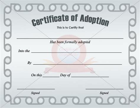 Blank Adoption Certificate Template 6 Templates Example Templates