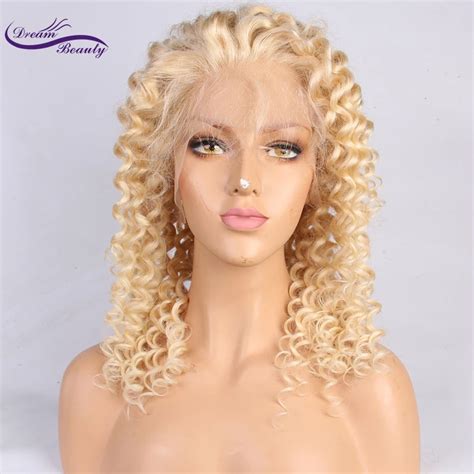 13x6 Lace Front Human Hair Wigs Brazilian Curly 613 Blond Lace Front