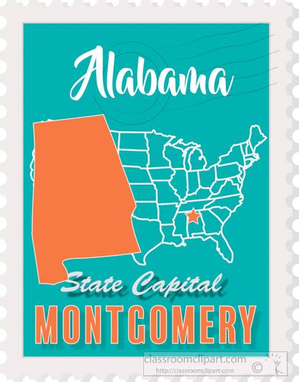 Alabama State Clipart Montgomery Alabama State Map Stamp