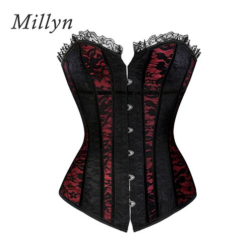 millyn sexy lace up boned overbust corset bustier top waist cincher outfit summer party costume