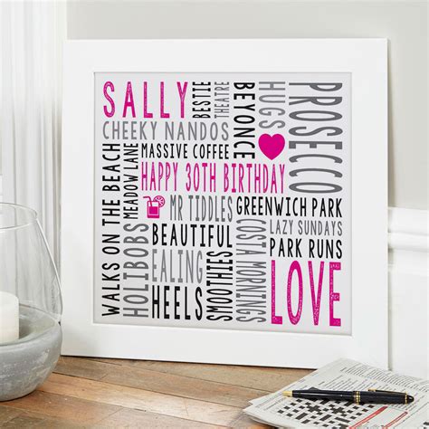 Best gift ideas of 2021. Personalised 30th Birthday Gifts For Her | Chatterbox Walls