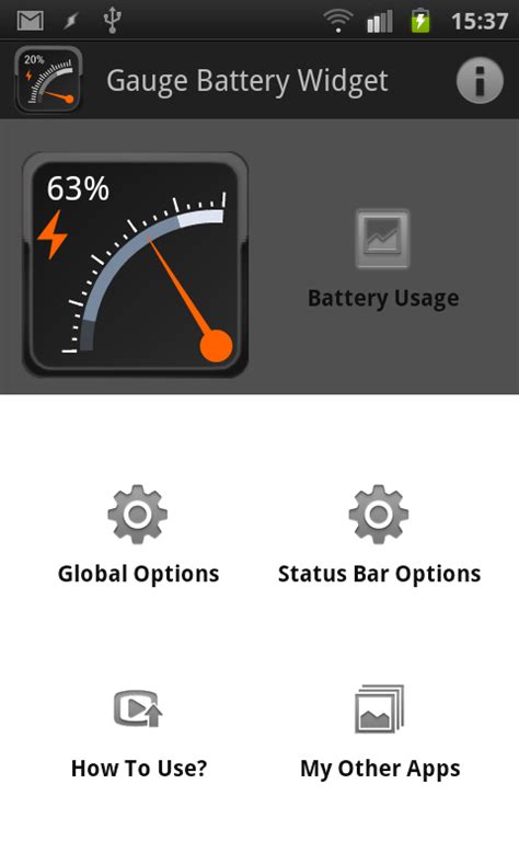 Gauge Battery Widget Android Apps By Tomáš Hubálek