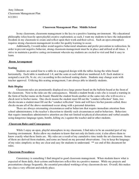 Reflective Essay On Classroom Management