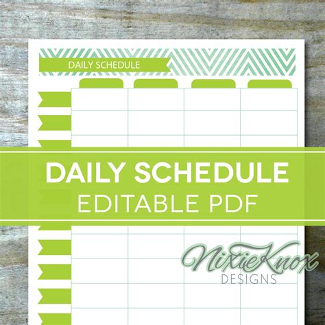 Printable Editable Daily Schedule Template Printable Templates