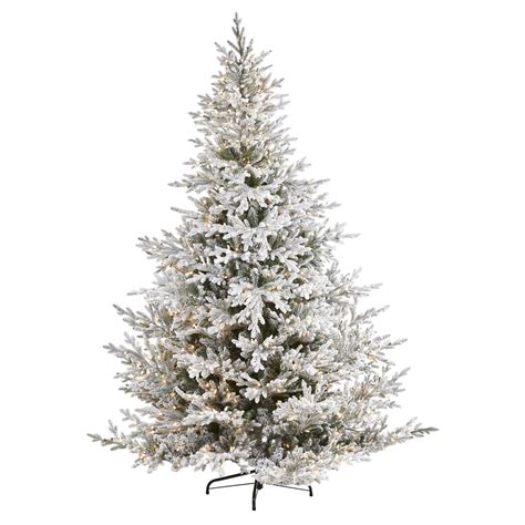 8 Flocked Fraser Fir Artificial Christmas Tree With 800 Warm White