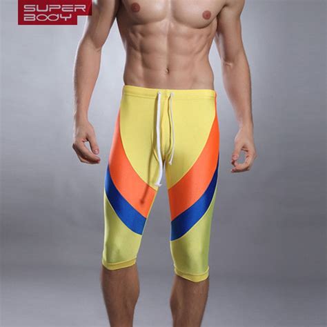 2019 Superbody Mens Long Swimwear Male Swimming Half Pants Mans