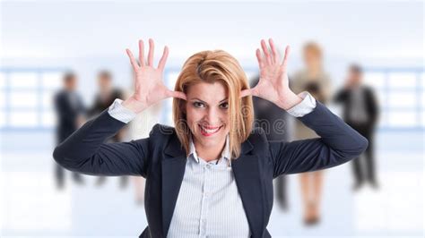 Woman Business Manager Acting Funny And Childish Stock Photo Image Of