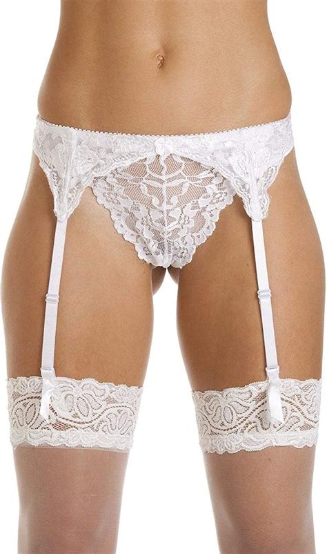 lace suspender garter belt white m l xl extra large uk clothing