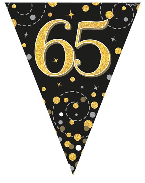 Sparkling Fizz Black And Gold 65th Birthday Flag Bunting