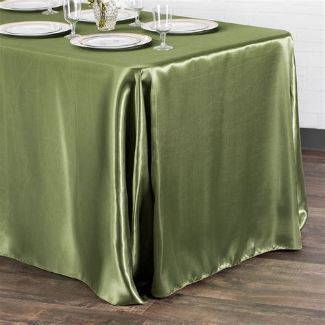 Satin Rectangular 90 X 132 Inch Tablecloth Willow Green At Cv Linens