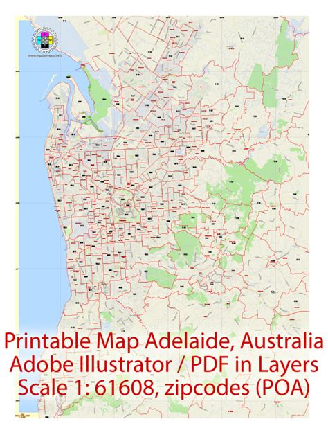 Printable Vector Pdf Map Adelaide Australia Exact City Plan