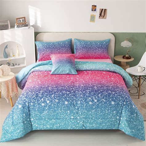 Perfemet 6pcs 3d Glitter Comforter Bedding Sets For Kids Teens Girls