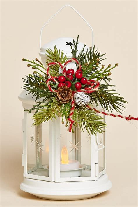 8 White Metal Lantern With Removable Holiday Collar And Battery Tea
