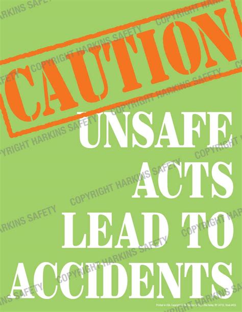 Caution Unsafe Acts Lead To Accidents Poster Pt416 Harkins Safety