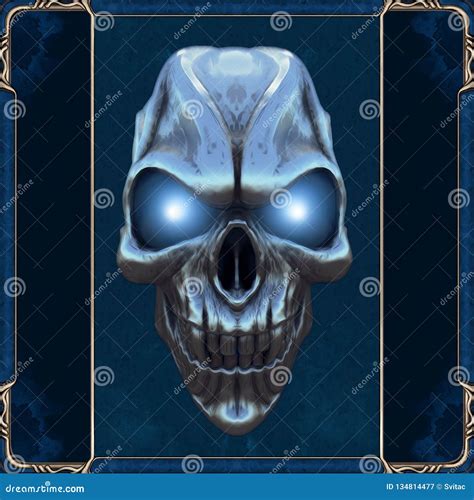 Skull With Glowing Blue Eyes Stock Illustration Illustration Of