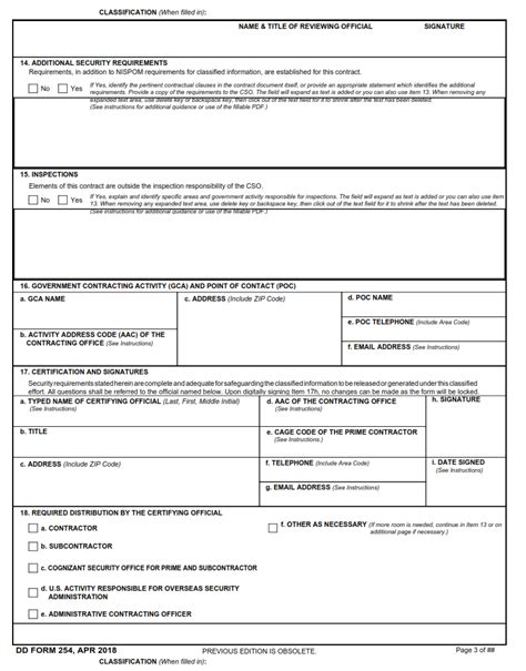 Dd Form 254 Department Of Defense Contract Security Classification