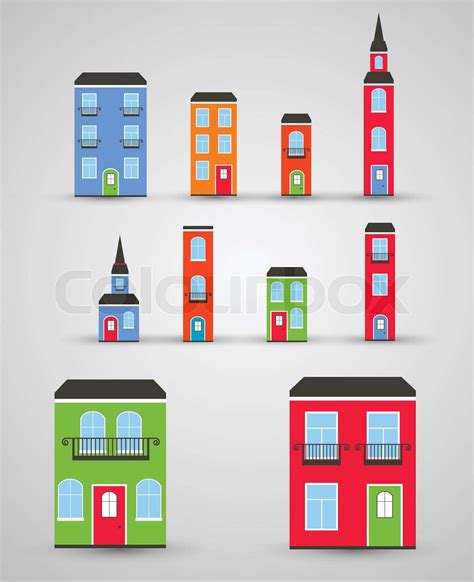 Set Of Funny Buildings Vector Stock Vector Colourbox