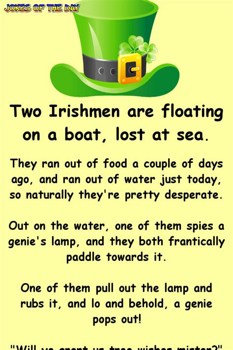 Funny jokes for funny blokes. Two Irishmen are lost at sea - then this happens | Funny ...