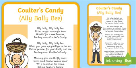 Coulters Candy Poem Ally Bally Bee A4 Display Poster