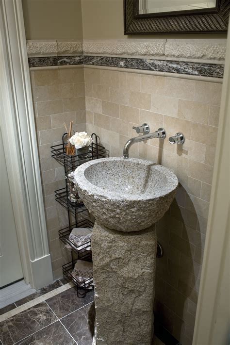 Slim Sinks For Powder Rooms Powder Room Design With Natural Stone