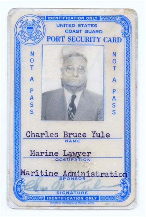 Maybe you would like to learn more about one of these? 1952 US Coast Guard (USCG) Port Security ID Card for US Maritime Administration Marine Lawye ...