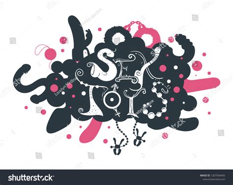 Illustration Sex Toys Lettering Design Different Stock Vector Royalty Free 1207540456