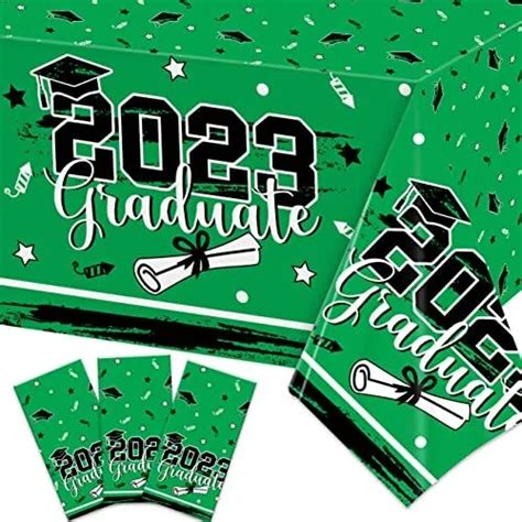 Graduation Party Decorations 2023 Green Graduation Tablecloth 3 Pack