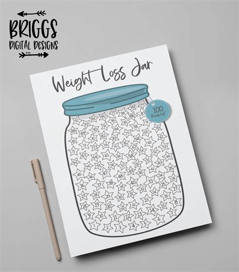 Weight Loss Tracker Jar Printable 100lbs Weight Loss Planner Etsy