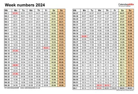 Week Numbers 2024 With Excel Word And Pdf Templates