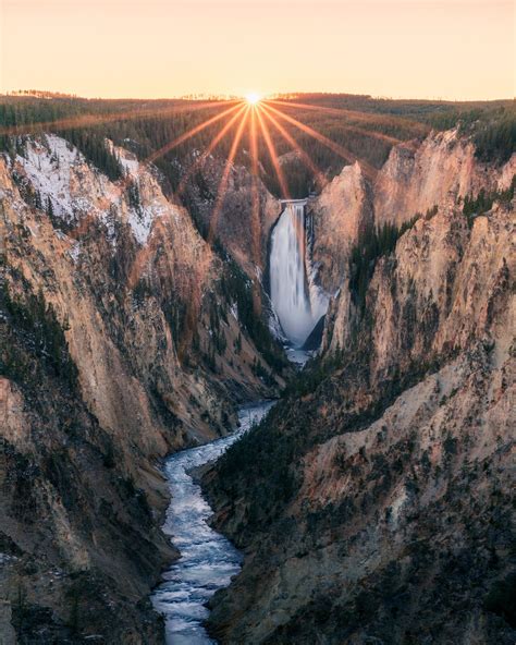 Sunset Over The Grand Canyon Of The Yellowstone Wyoming Oc
