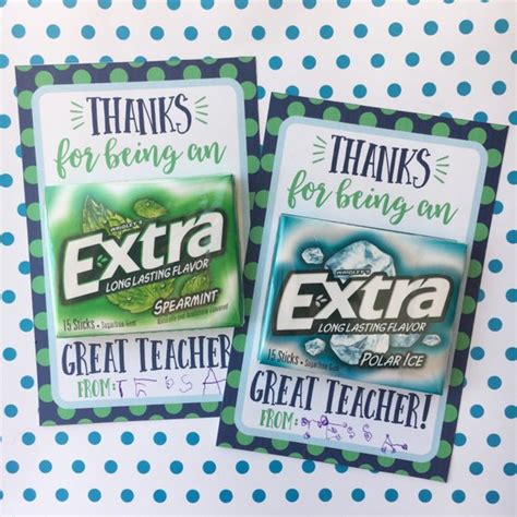 Thanks For Being An Extra Awesome Teacher Gum Or T Card Etsy