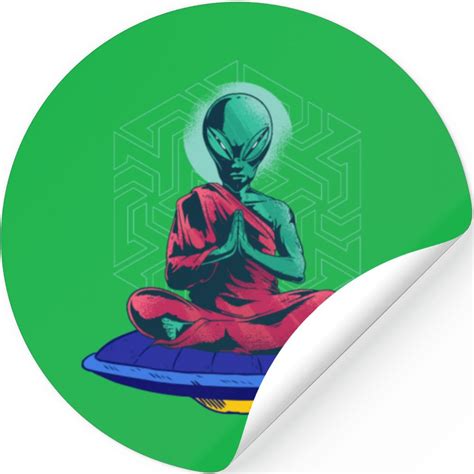 Buddhist Alien Aliens UFO Believer Flying Saucer Stickers